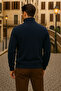 Men's Winter Polo Neck Navy Blue Zippered Sweatshirt - 6