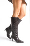 Women's Boots Mini Heeled Patent Leather Brown Crocodile Pattern Comfortable Non-Slip Sole Luna - 3