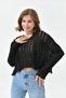 Women's Mock Neck Knitted Detailed Crop Knitwear Sweater