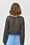 Women's Crew Neck Knit Detail Crop Knitwear Sweater - 6