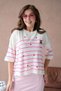 Women's Crew Neck Embroidery Detail Striped Knitwear Sweater - 5