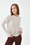 Women's Crew Neck Knit Detail Knitwear Sweater - 6