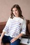 Women's Crew Neck Embroidery Detail Striped Knitwear Sweater
