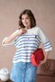 Women's Crew Neck Embroidery Detail Striped Knitwear Sweater - 4