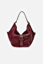 Suede Shoulder Bag with Belt Buckle - 2