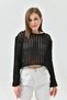 Women's Crew Neck Knit Detail Crop Knitwear Sweater - 5