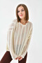 Women's Boat Neck Knit Detail Oversized Knitwear Sweater - 6