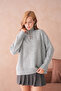 Women's Mock Neck Button Detail Oversized Knitwear Sweater - 4