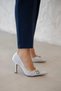 Miranda Women's Heeled Satin Evening Dress Shoes Silver - 3