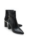 Women's Snakeskin Textured Heeled Boots 8.5 cm Thick Heel, Pointed Toe and Gold Detailed Stylish Model - 5
