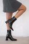 Olai Women's Wrinkled Patent Leather Heeled Boots Black - 4