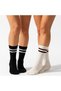 Women's 2-Piece Sports Tennis Socks – Black and White Striped Model
