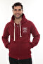 Men's Burgundy Standard Fit Regular Cut Full Zippered Hooded Cotton Sweatshirt with Fleece Inside