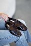 Pina Women's Genuine Leather Strap Ballerinas Brown - 4