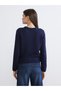 Nevavm with Difference Lcw Vision Navy Blue Knitwear Plain Short Women's Cardigan - 4