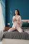 Women's Dusty Pink Buttoned Collar Modal-Cotton 2-Piece Pajama Set Vr.11.P90.C81.Y01