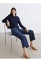 Nevavm with Difference Lcw Vision Navy Blue Knitwear Plain Short Women's Cardigan