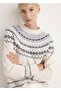 Jacquard Round Neck Sweater