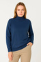 Women's Half-Throat Knitwear Sweater Soft-Textured Cotton Thin Woven Long-Sleeved - Indigo