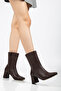 Square Toe Leather Material Thick Heeled Women's Boots