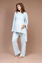Women's Blue Double-Breasted Collar Design with Easy Breastfeeding Features Maternity Maternity Dressing Gown Pajama Set - 4