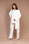 Women's Ecru Double-Breasted Collar Design with Easy Breastfeeding Features Maternity Maternity Dressing Gown Pajama Set