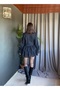 Navy Denim Dress with Lace Detail - 2
