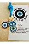 Evil Eye Beaded Keychain with Cat - Blue - 3