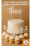 White 3Rd Birthday Cake Topper - Three Cake Lettering - Number 3 Cupcake Picks - Baby Birthday