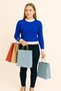 Women's Crew Neck Ribbed and Striped Detail Crop Knitwear Short Sweater - 4