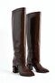 Rapit Brown Patent Leather Slip-On Boots (8 cm Heel Height) Daily Use Boots and Boots - 7