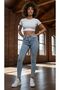 Laser Detail Stretch Fabric Snow Blue High-Waist Shaping Skinny Jeans - 4