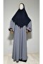 Short Length Sandy Souffle Khimar Ready to Wear Hijab Scarf Navy Blue