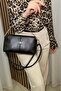 Fibag Women'S, Black Soft Leather, Gold Chain Detail, Long Strap Handbag - 4
