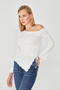 Asymmetrical Blouse with Gathered Side Detail - 5
