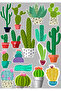 Cacti Themed Large Glass and Wall Sticker Set (44X30 cm 1 Piece) - 2