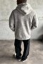 Men's Fleece-Lined Embroidery Detailed Dark Gray Washed Hooded Sweatshirt Mz0406 - 4