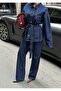 Tie-Detail Denim Set Oversized Jacket and High-Waist Pants - 3