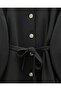 Balloon Sleeve Belted Front Buttoned Scuba Suit - Black - 5