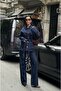 Tie-Detail Denim Set Oversized Jacket and High-Waist Pants - 7