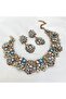 Big Collar Multi-Color Necklace Choker Earrings Set Wedding Party Invitation Graduation - 3