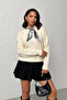 Woman's ecru scarf knit sweater - 5