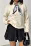 Woman's ecru scarf knit sweater - 2