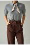 Gray Short Sleeve Scarf Sweater - 251153