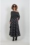 Smoked Gray Buttoned Plaid Skirt - 3