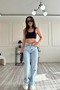 Nova Women's Light Blue High-Waisted Wide-Leg Loose, Relaxed Palazzo Jeans