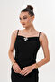 Stylish Black Brooched Strap Midi Dress & Black Bolero Jacket with Feathered Collar and Cuffs Two-Piece Set - 6