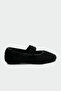 Creas Black Feather Women's Elastic Women's Ballerinas