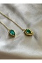 Blue Zircon Stone Flower Elevator Gold Y Low-Cut Necklace - 3