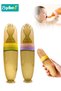 2 Pieces Baby Food Feeder, Silicone Baby Feeding Spoon with Standing Base for Infants Dispensing and Feeding, Squeeze Feeding Spoons for Boys Girls Kids, Self Feeding Bottle Spoon, BPA Free